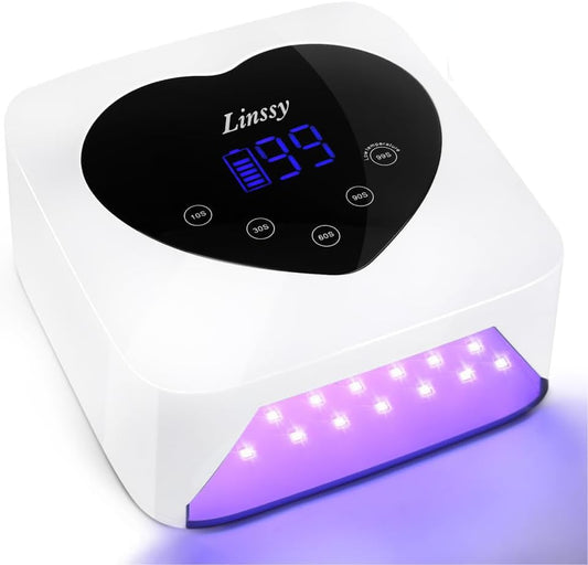 Nail Lamp,Cordless UV Led Nail Lamp 72W Rechargeable Nail Dryer with 5 Timer Setting,Professional Nail Light with Cute Heart Shape Large LCD Display