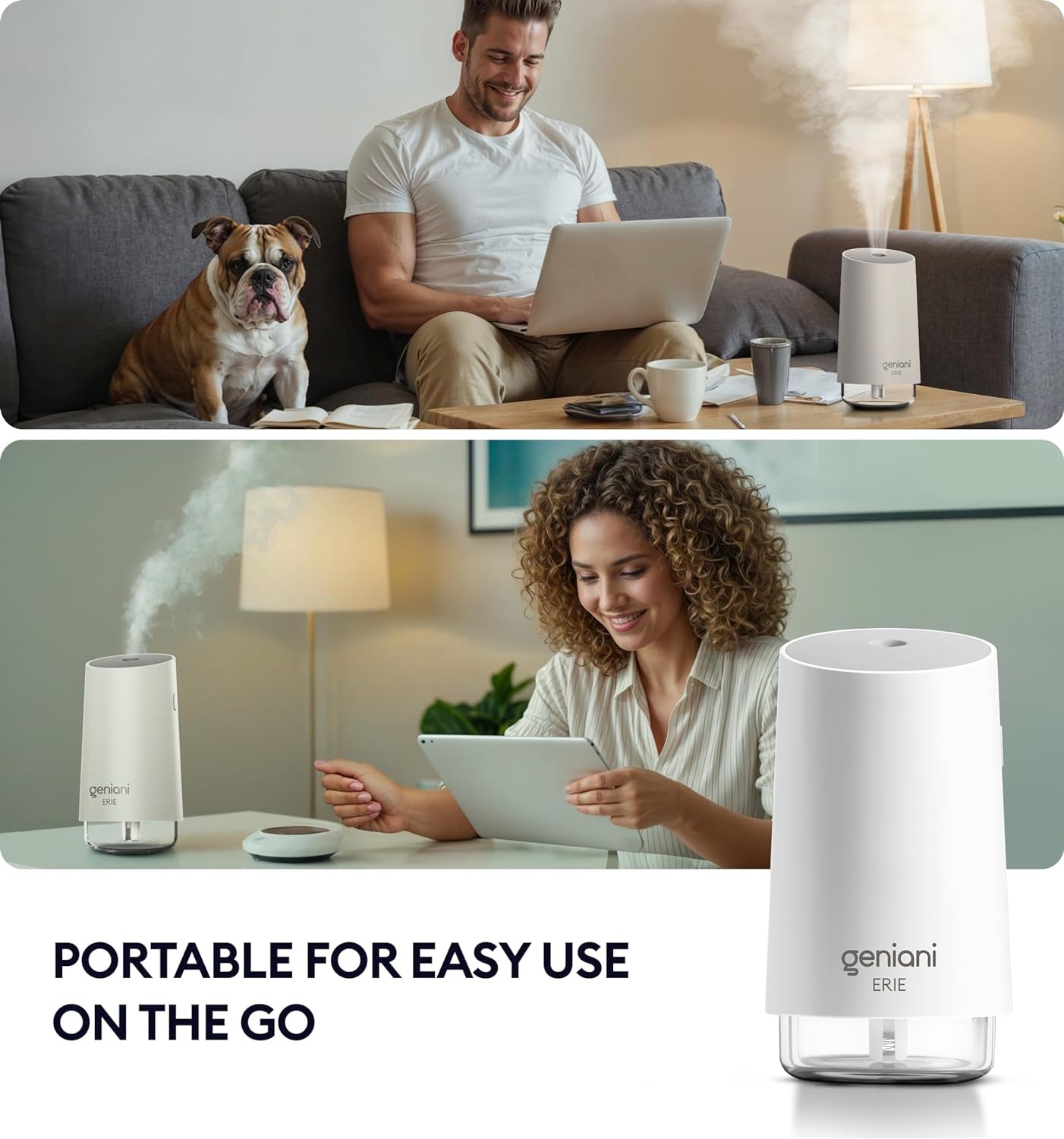 Portable Cool Mist Humidifiers for Bedroom & Office - Ultrasonic Humidifier for Home, Baby, Small Room with Auto Shut Off, 250ML Easy to Clean Water Tank