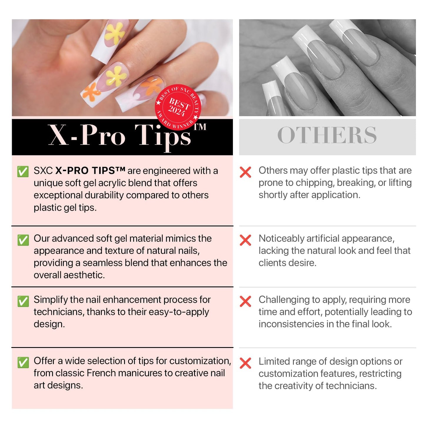 Cosmetics French Tip Press on Nails - Skin Tone Nude and Color Series, XS Square X-Pro Tips Starter Kit ST113KIT