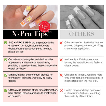 Cosmetics French Tip Press on Nails - Skin Tone Nude and Color Series, XS Square X-Pro Tips Starter Kit ST113KIT