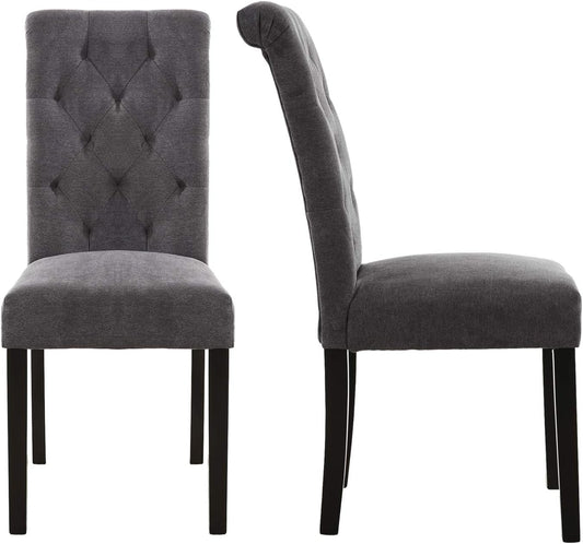 Dining Chairs Stylish Dining Room Chairs with Solid Wood Legs, Set of 2 (Gray)