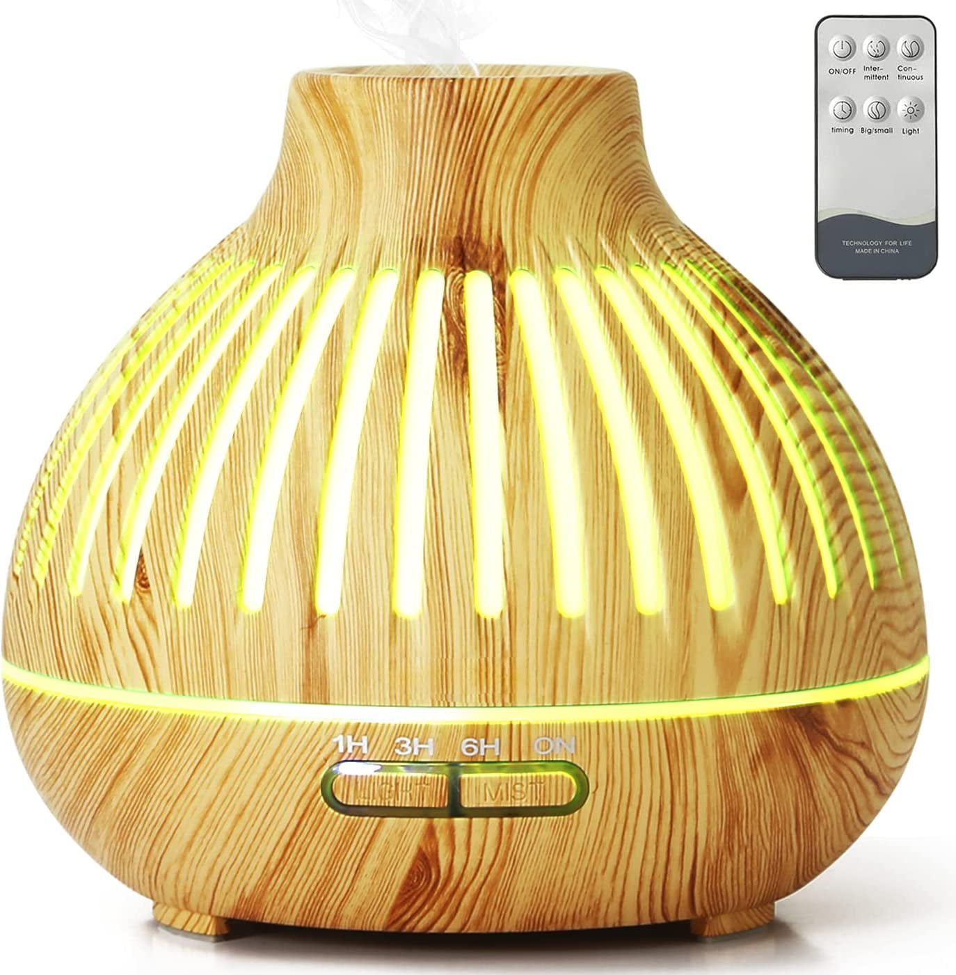 Essential Oil Diffusers with Remote, 400Ml Diffusers for Essential Oils Large Room, Aroma Diffuser with 4 Timer, 15 Color Lights, Auto-Off Defusers for Home / Office