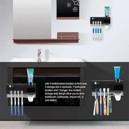 Wall-Mounted Toothbrush Holder Solar UV Light Ultraviolet Toothbrush Sterilizer Automatic Toothpaste Holders Bathroom Accessorie