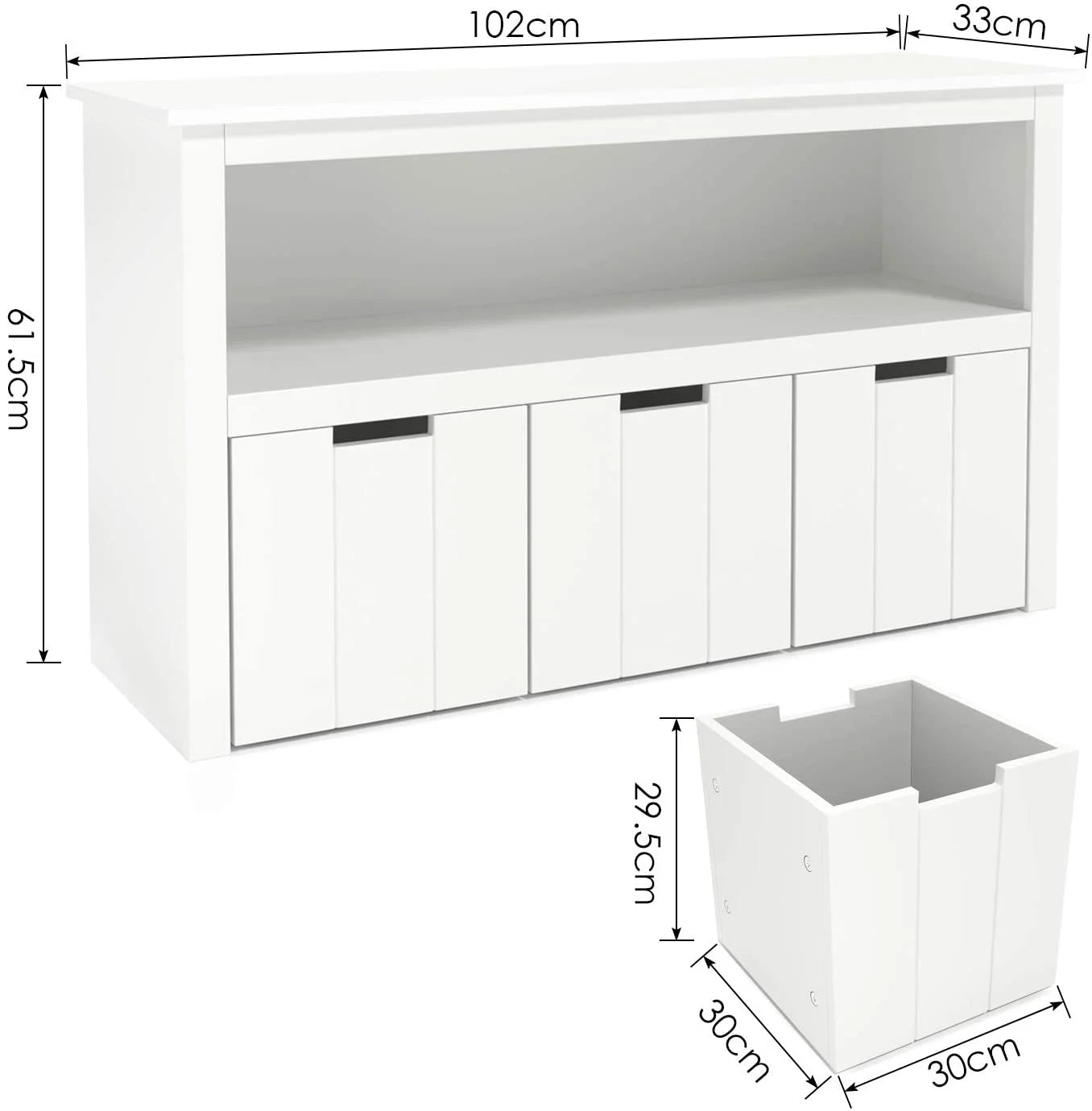 Toy Storage, Kids Storage Bins with 3 Drawers, White Toy Organizer with Shelves & Wheels