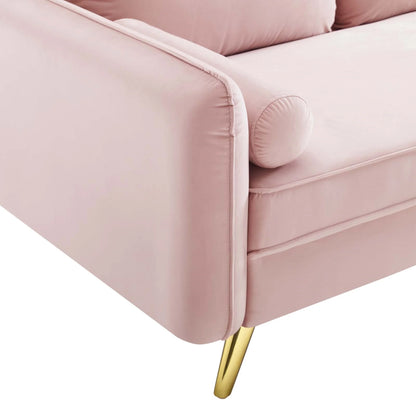 Revive Modern Performance Velvet & Metal Sofa in Pink/Gold